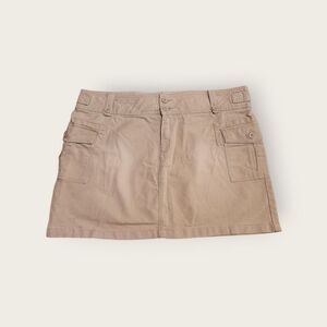 Vintage Y2k early 2000s Old Navy tan low rise preppy cargo mini skirt Size 14